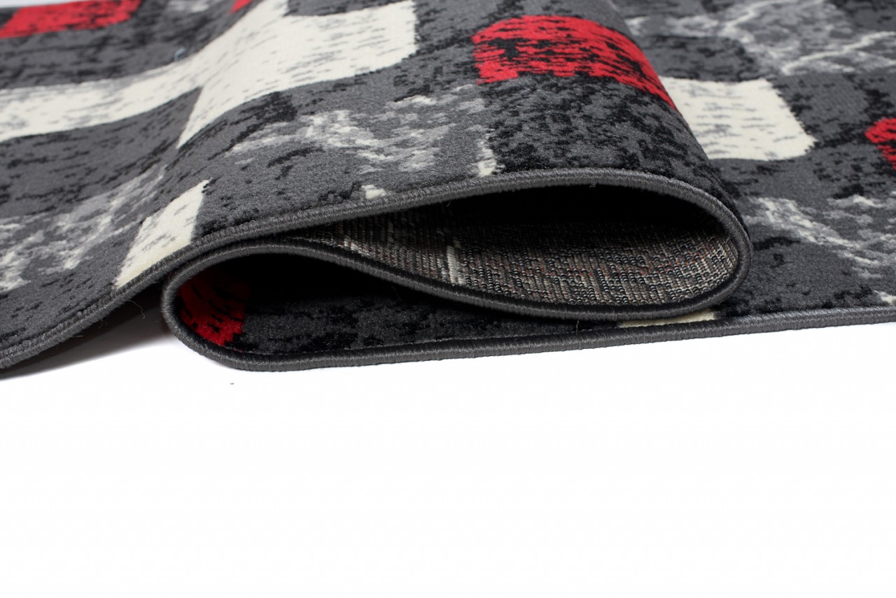 Passatoia Dream Grigio Bianco Rosso Figure Geometrico