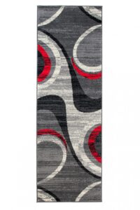 Passatoia Dream Moderno Grigio Chiaro Rosso Onde
