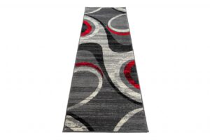 Passatoia Dream Moderno Grigio Chiaro Rosso Onde