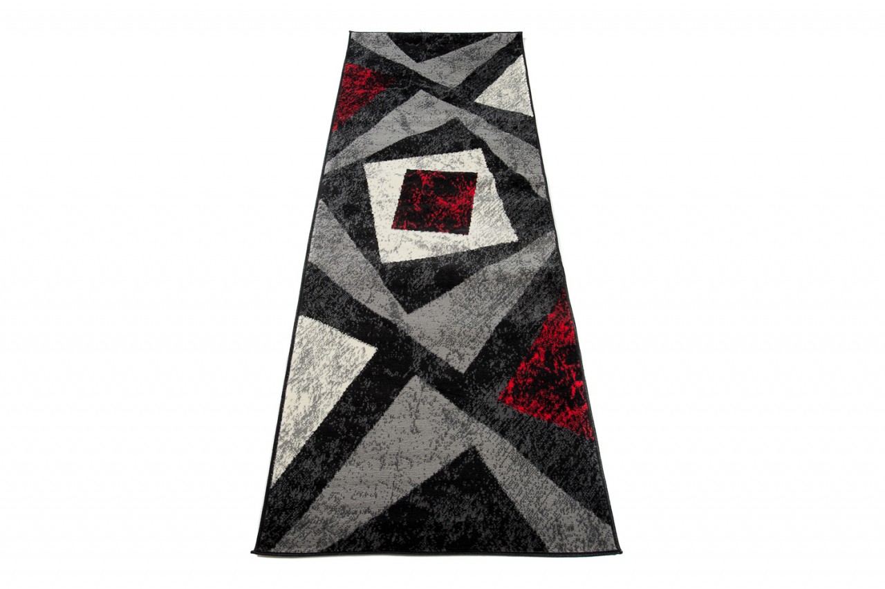 Passatoia Dream Geometrico Grigio Rosso Quadrati