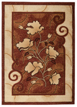 Atlas Tappeto Marrone Beige Con Bordo Floreale A Pelo Corto