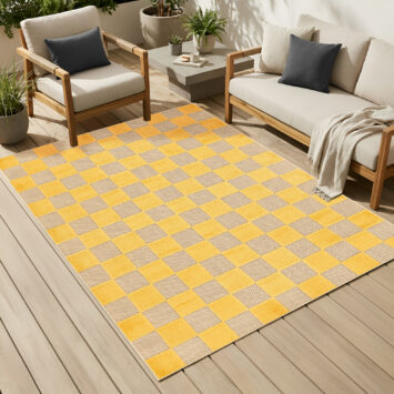 Tappeto Esterno Checker Crema Giallo