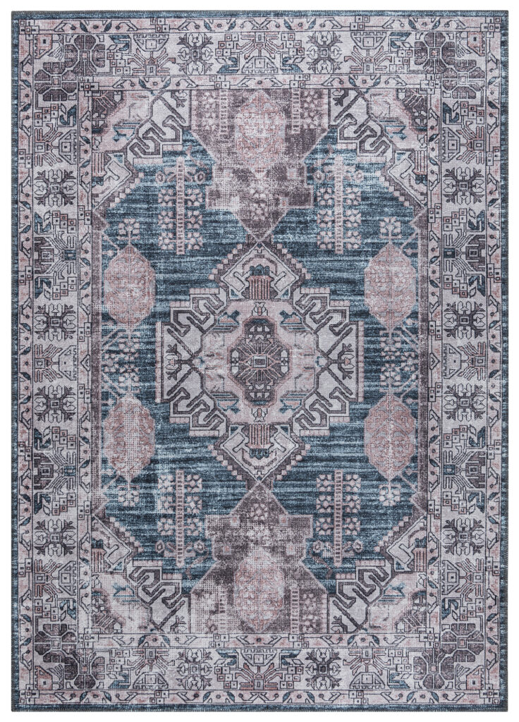 Tappeto Dubai Blu Navy Effetto Usurato Antiscivolo