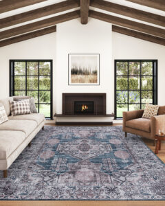 Tappeto Dubai Blu Navy Effetto Usurato Antiscivolo