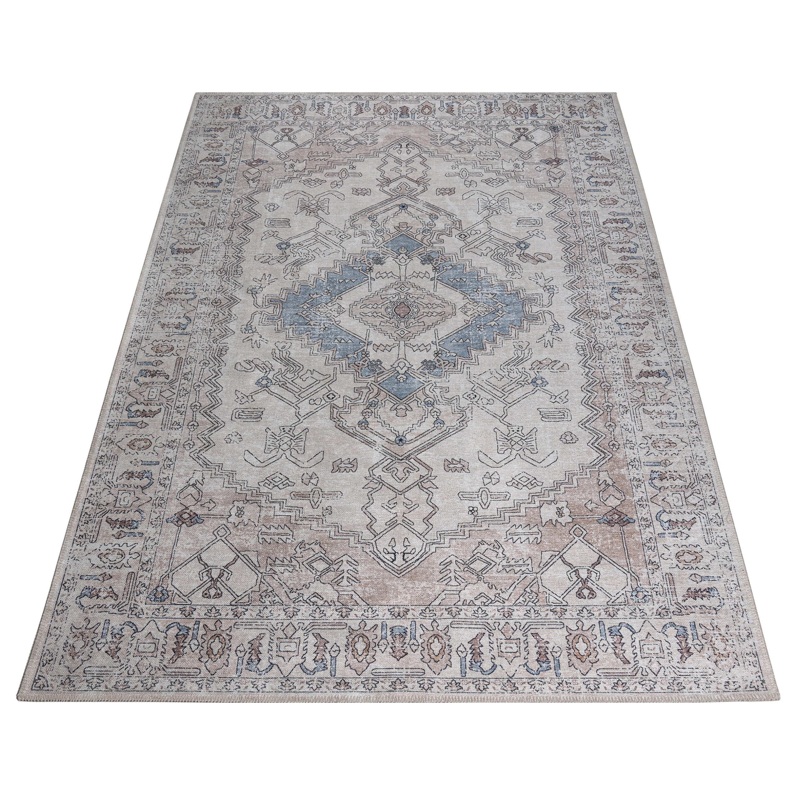 Tappeto Dubai Grigio Beige Vintage Antiscivolo