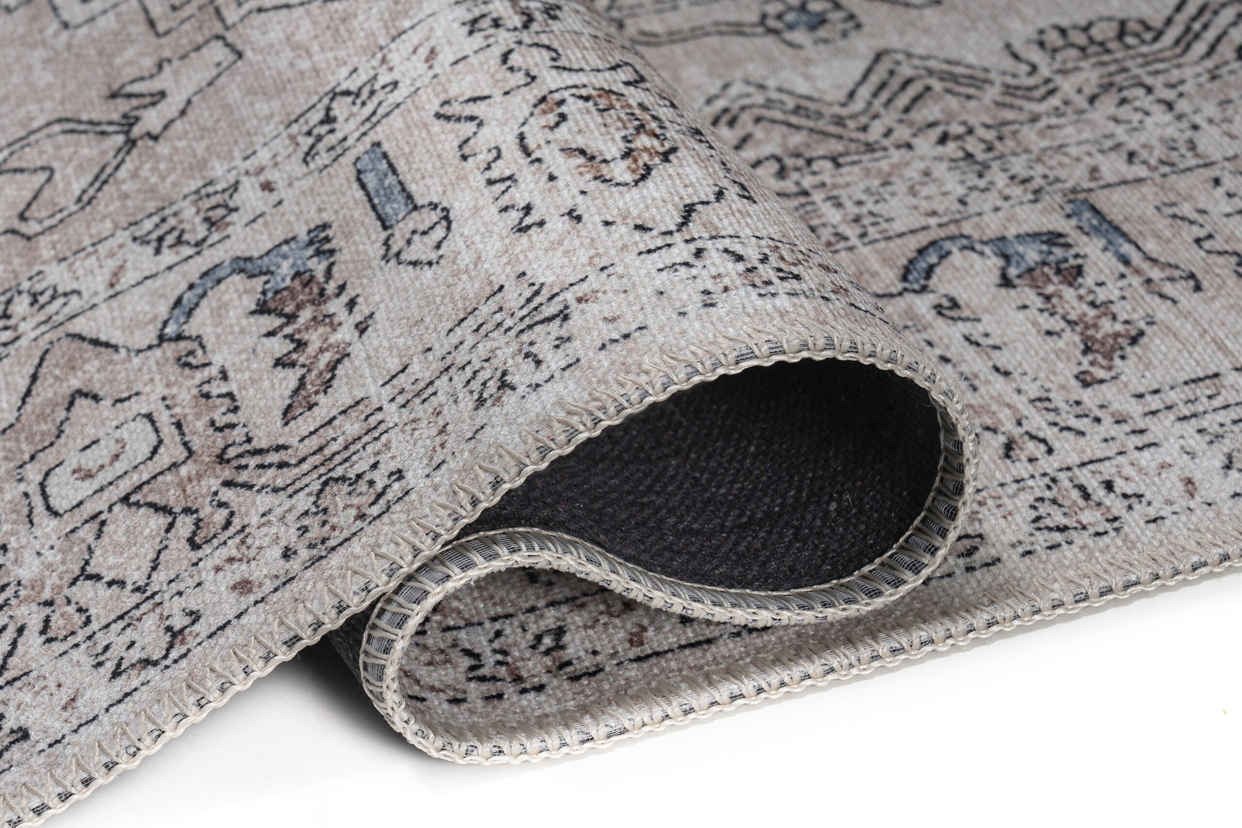 Tappeto Dubai Grigio Beige Vintage Antiscivolo