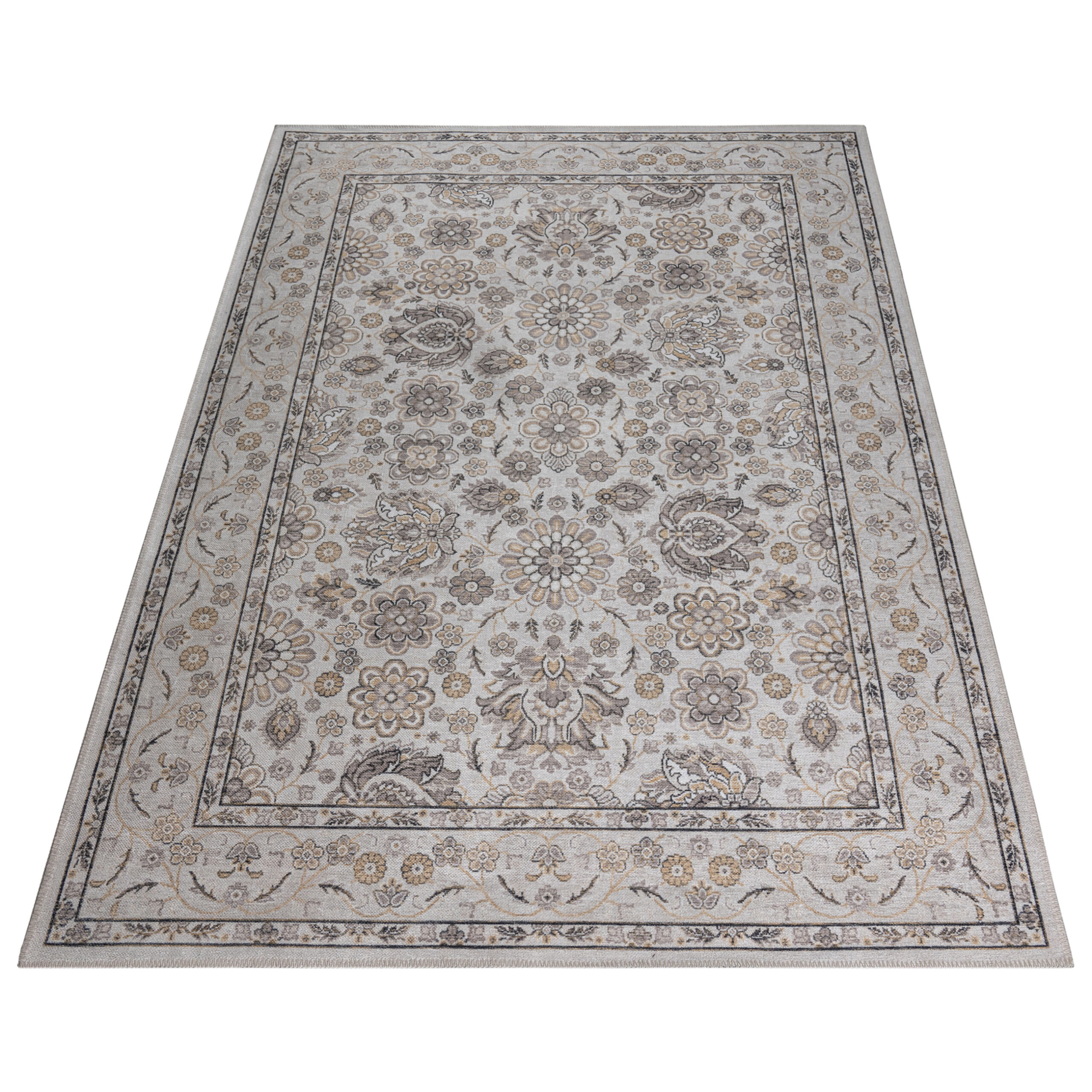 Tappeto Dubai Beige Motivo Floreale Antiscivolo