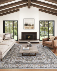 Tappeto Dubai Beige Motivo Floreale Antiscivolo