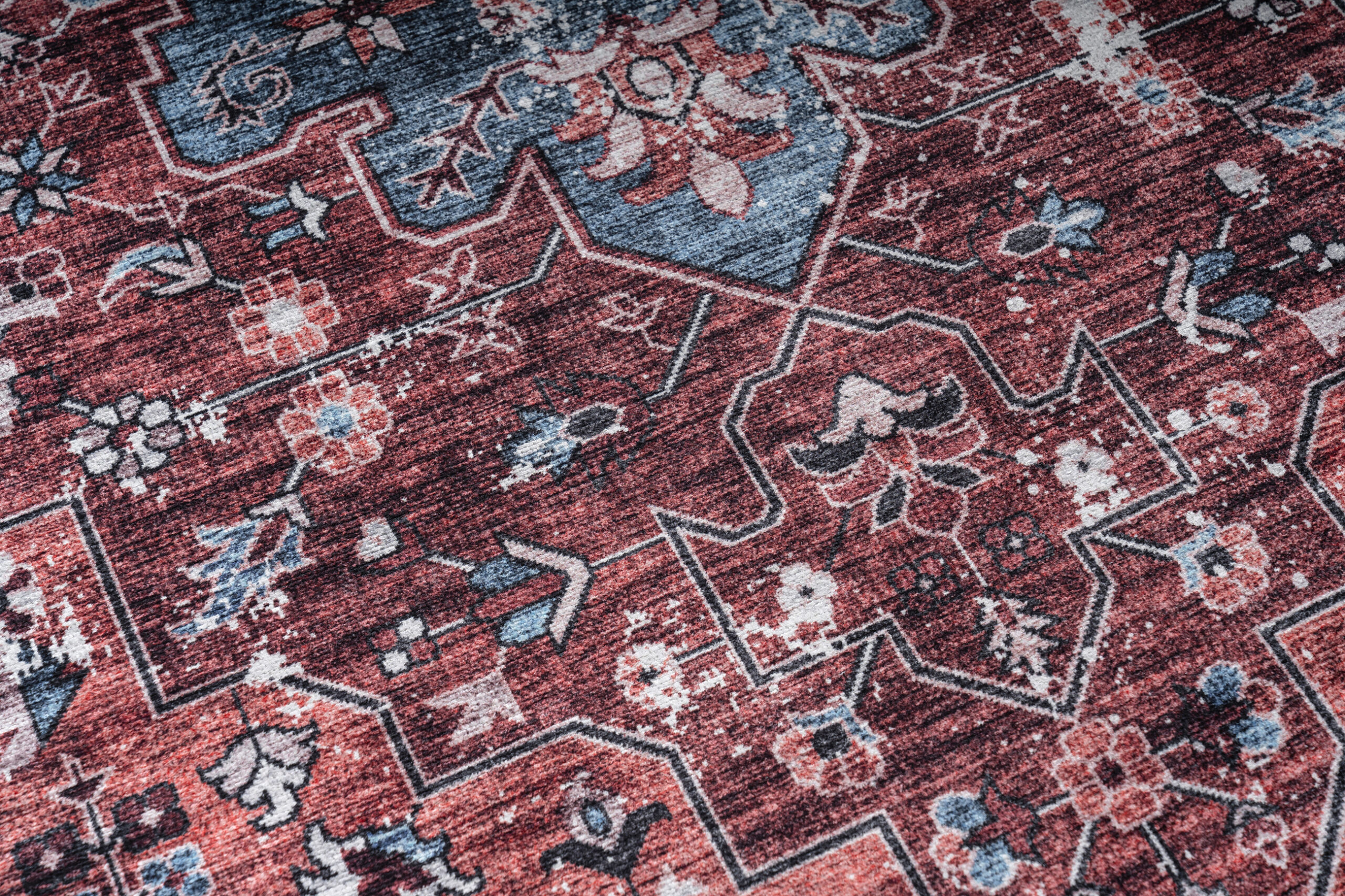 Tappeto Dubai Rosso Blu Navy Antiscivolo