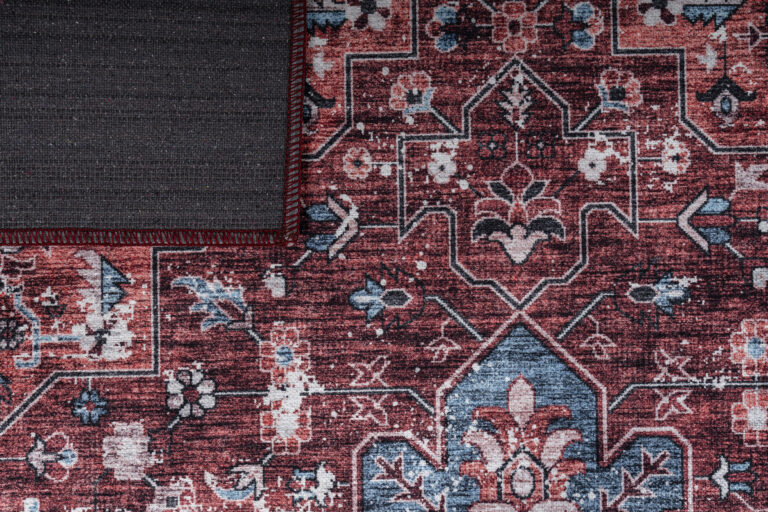 Tappeto Dubai Rosso Blu Navy Antiscivolo