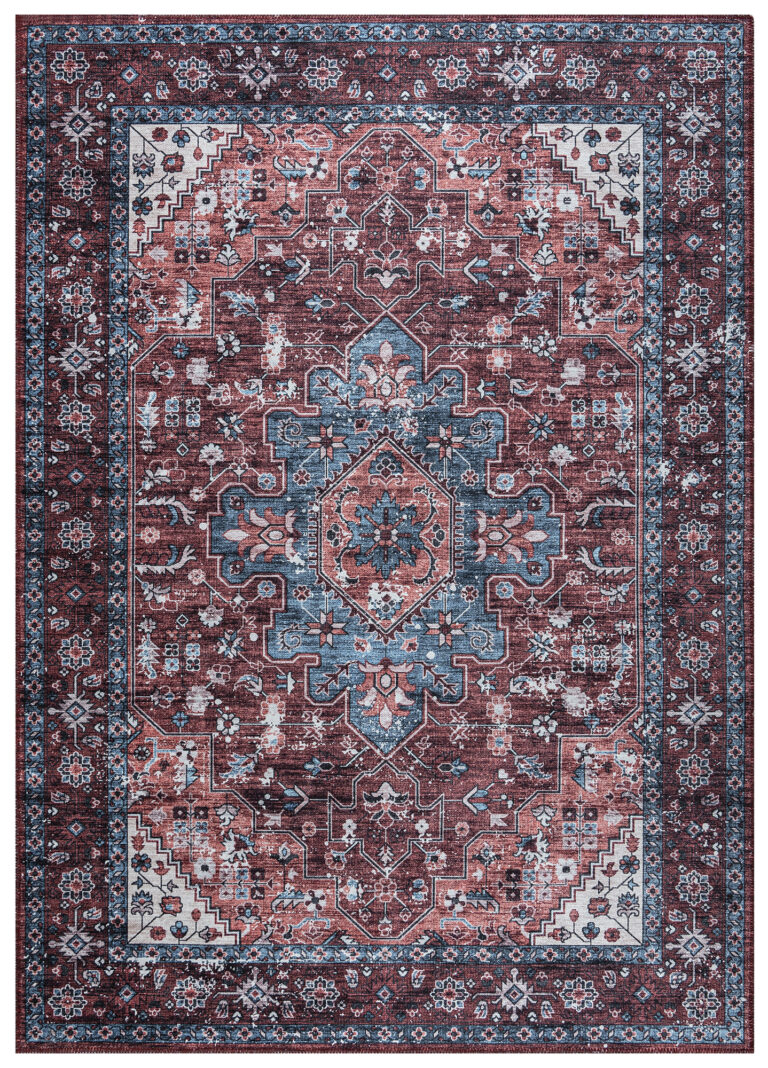 Tappeto Dubai Rosso Blu Navy Antiscivolo