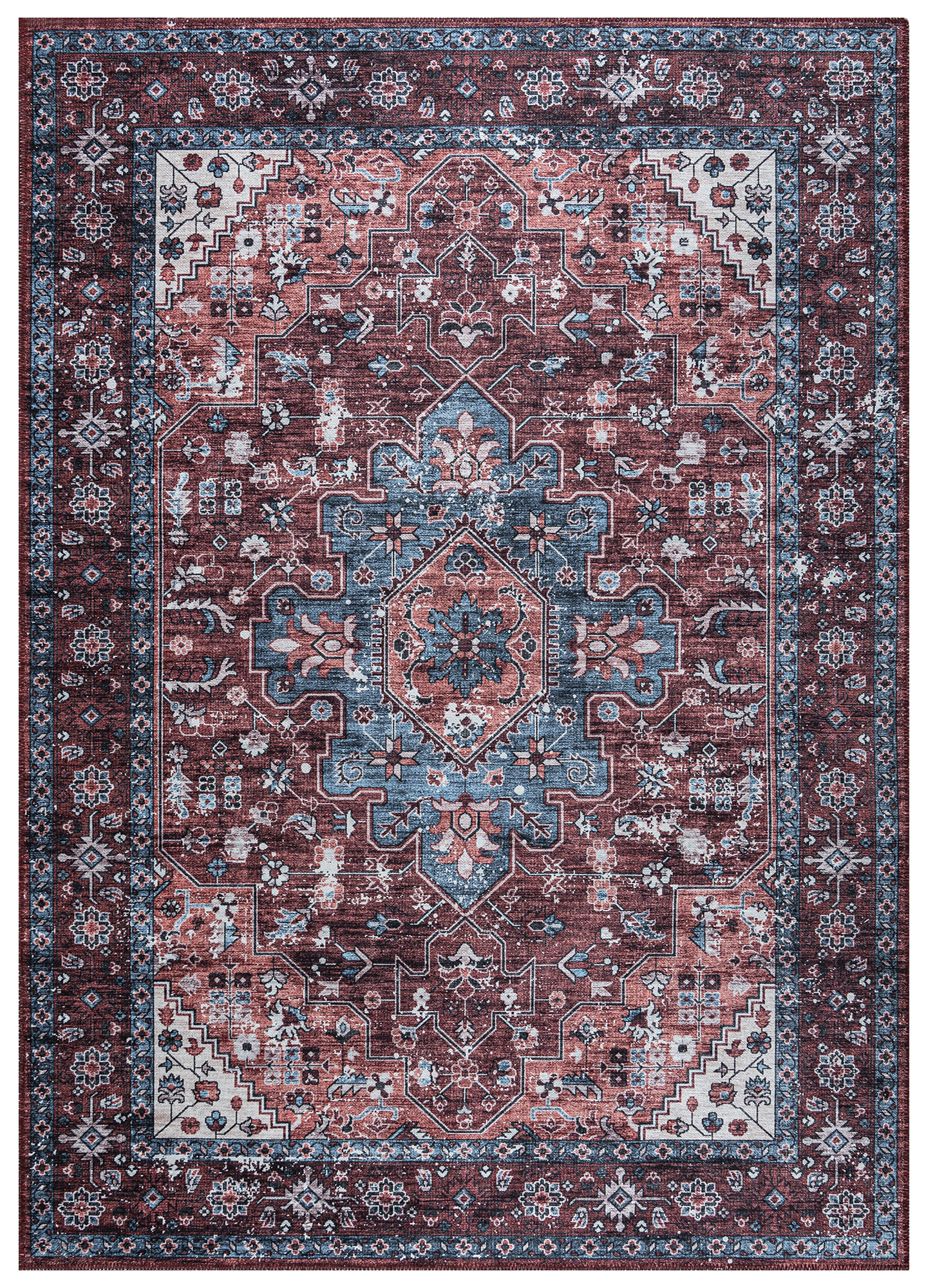 Tappeto Dubai Rosso Blu Navy Antiscivolo