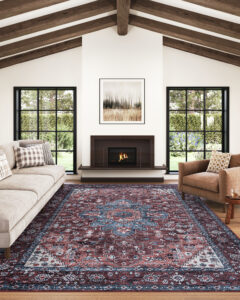 Tappeto Dubai Rosso Blu Navy Antiscivolo