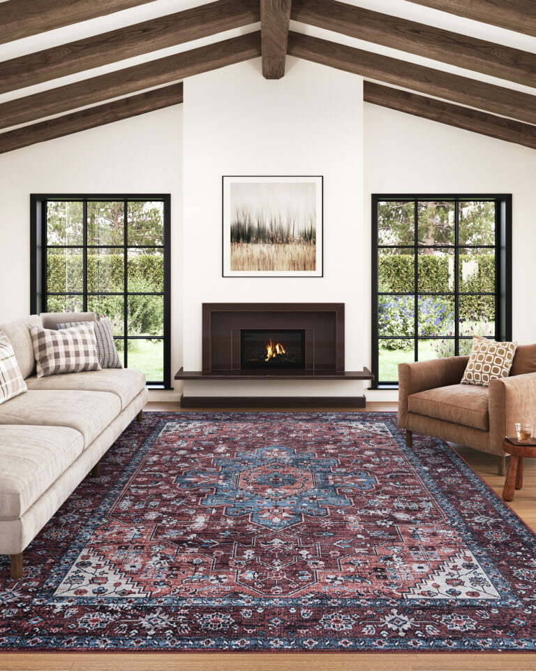 Tappeto Dubai Rosso Blu Navy Antiscivolo