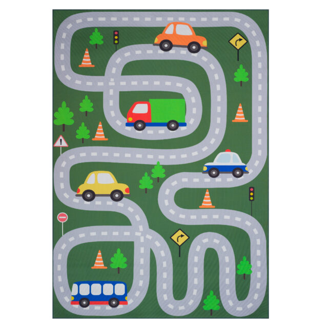 Tappeto Bambini Snooki Verde Strada Antiscivolo