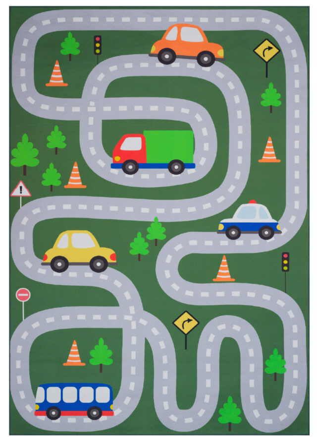Tappeto Bambini Snooki Verde Strada Antiscivolo