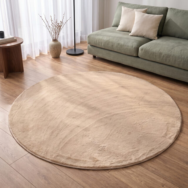 Tappeto Lumi Rotondo Beige Antiscivolo
