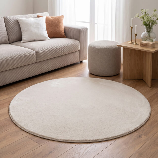 Tappeto Lumi Rotondo Crema Antiscivolo