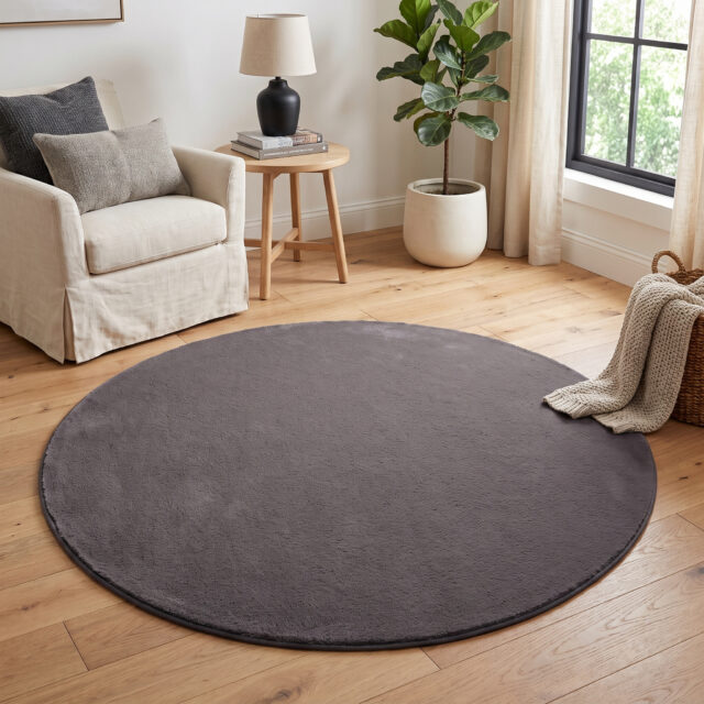 Tappeto Lumi Rotondo Grigio Scuro Antiscivolo