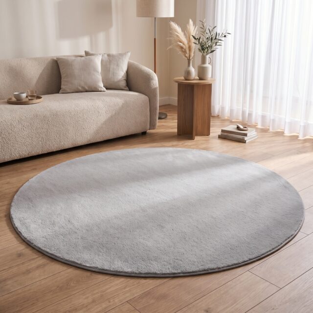 Tappeto Lumi Rotondo Grigio Chiaro Antiscivolo