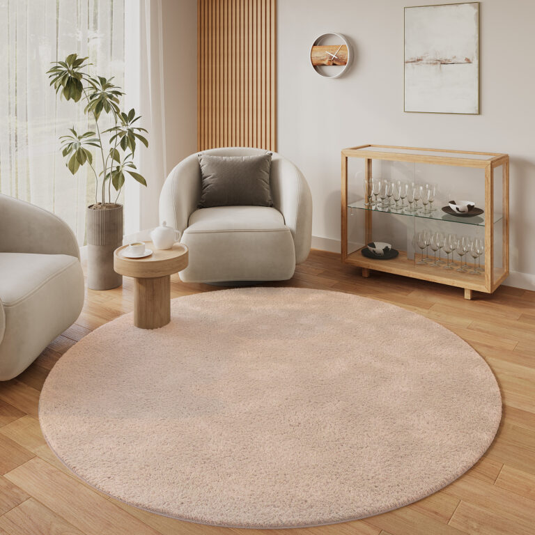 Tappeto Lumi Rotondo Beige Antiscivolo