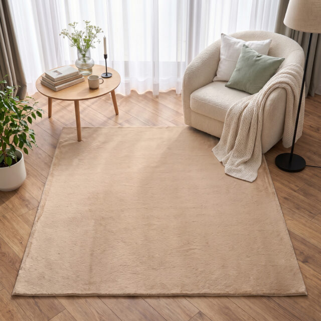 Tappeto Lumi Quadrato Beige Antiscivolo