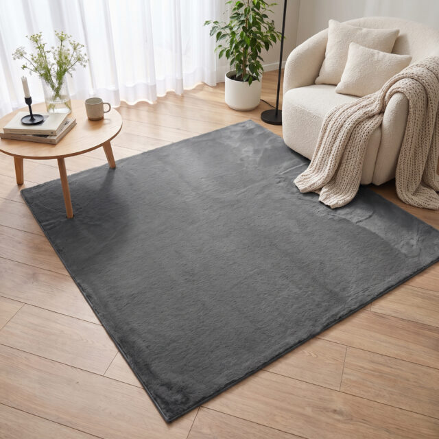Tappeto Lumi Quadrato Grigio Scuro Antiscivolo
