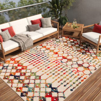 Tappeto Esterno Patio Multicolore Geometrico