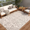 Tappeto Esterno Patio Crema Grigio Ornamenti