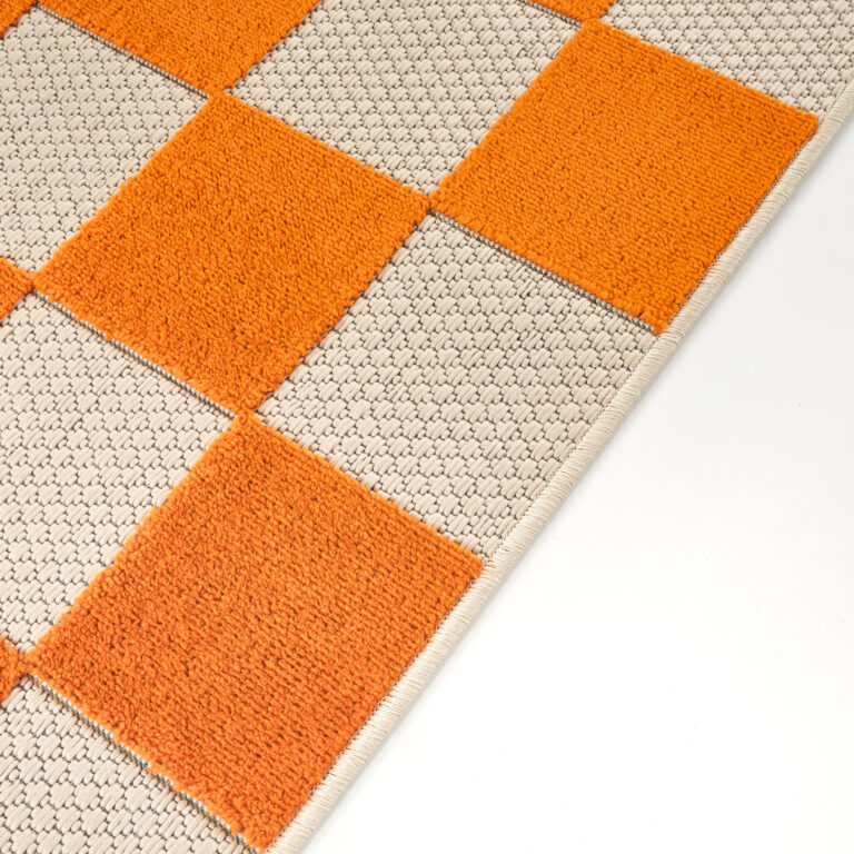 Tappeto Esterno Checker Crema Arancione