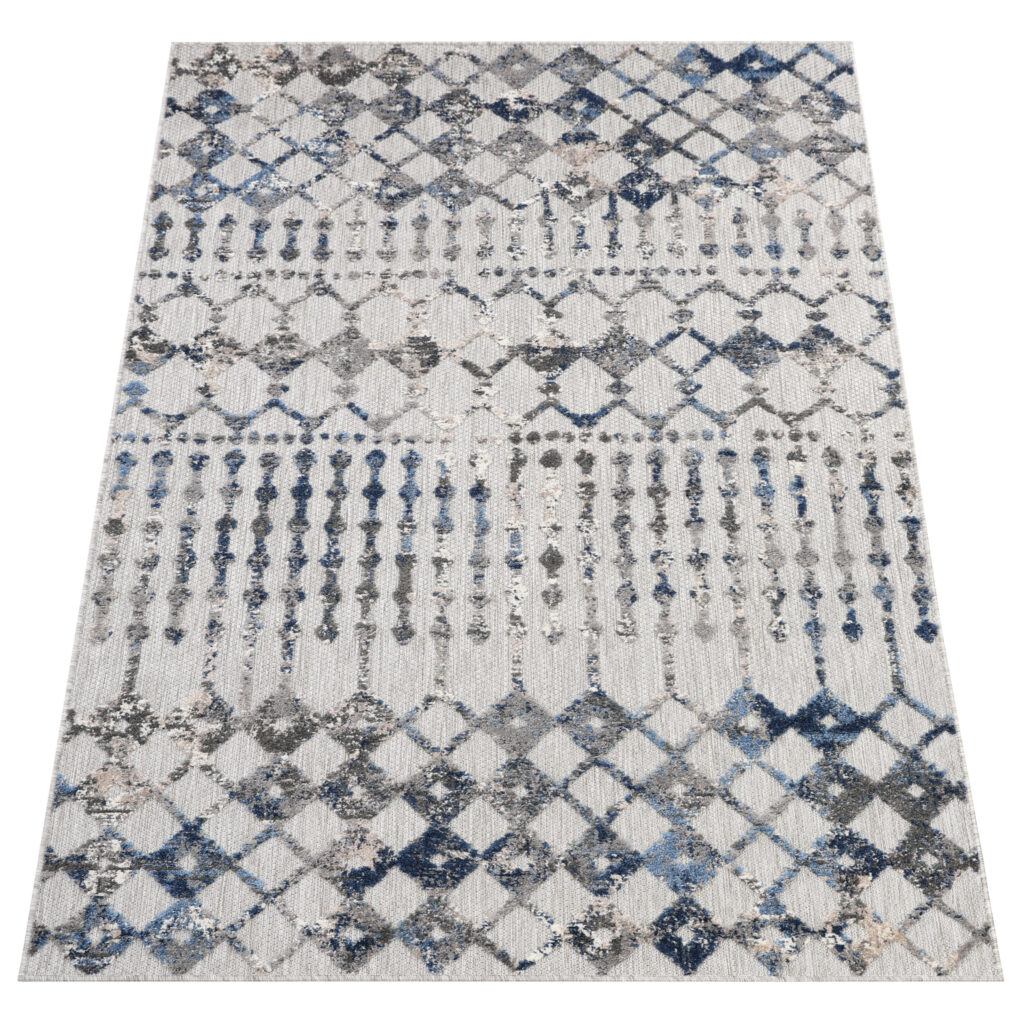 Tappeto Esterno Patio Grigio Geometrico