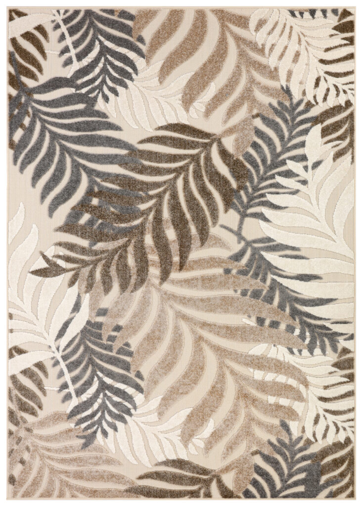 Tappeto Esterno Patio Beige Foglie