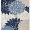 Tappeto Esterno Patio Grigio Blu Fiori