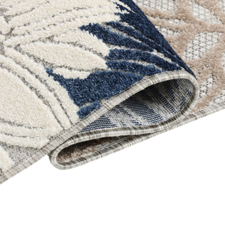 Tappeto Esterno Patio Grigio Blu Fiori