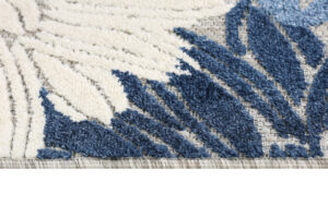 Tappeto Esterno Patio Grigio Blu Fiori