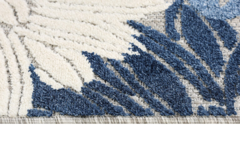 Tappeto Esterno Patio Grigio Blu Fiori