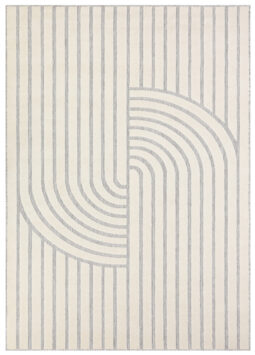 Tappeto Esterno Patio Crema Grigio Linee