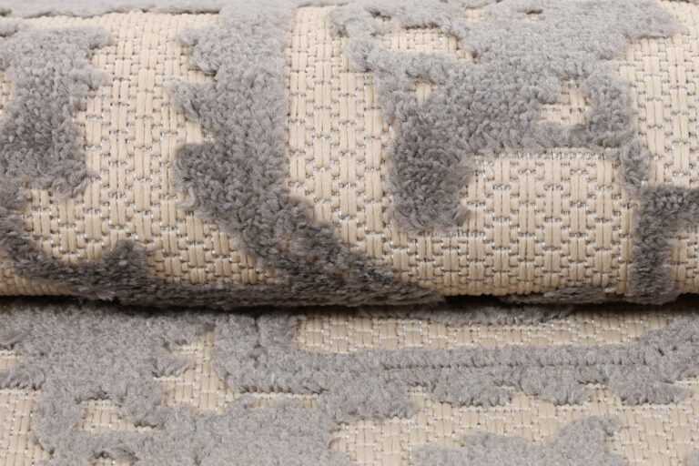 Tappeto Esterno Patio Crema Grigio Ornamenti