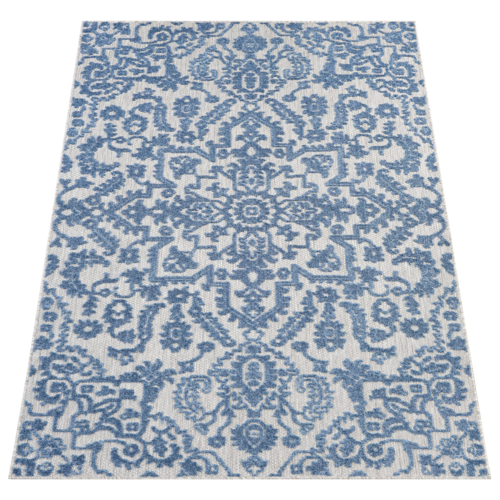 Tappeto Esterno Patio Blu Ornamenti