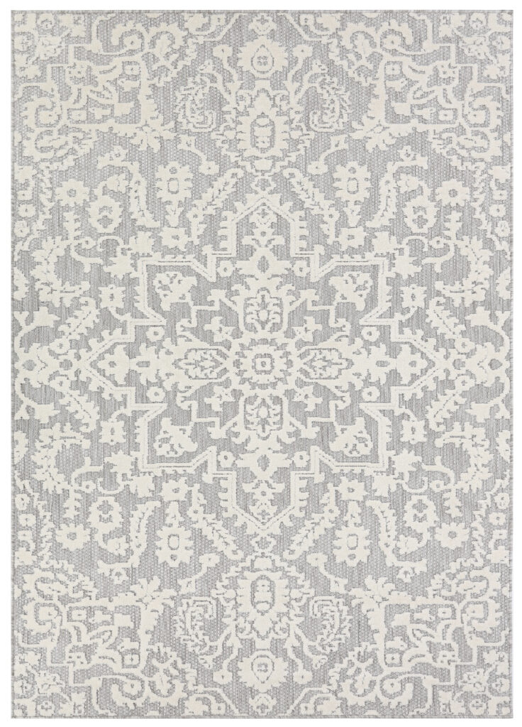 Tappeto Esterno Patio Grigio Crema Ornamenti