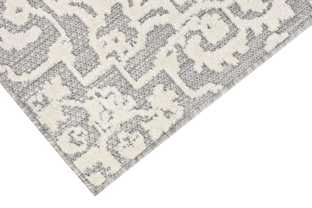 Tappeto Esterno Patio Grigio Crema Ornamenti