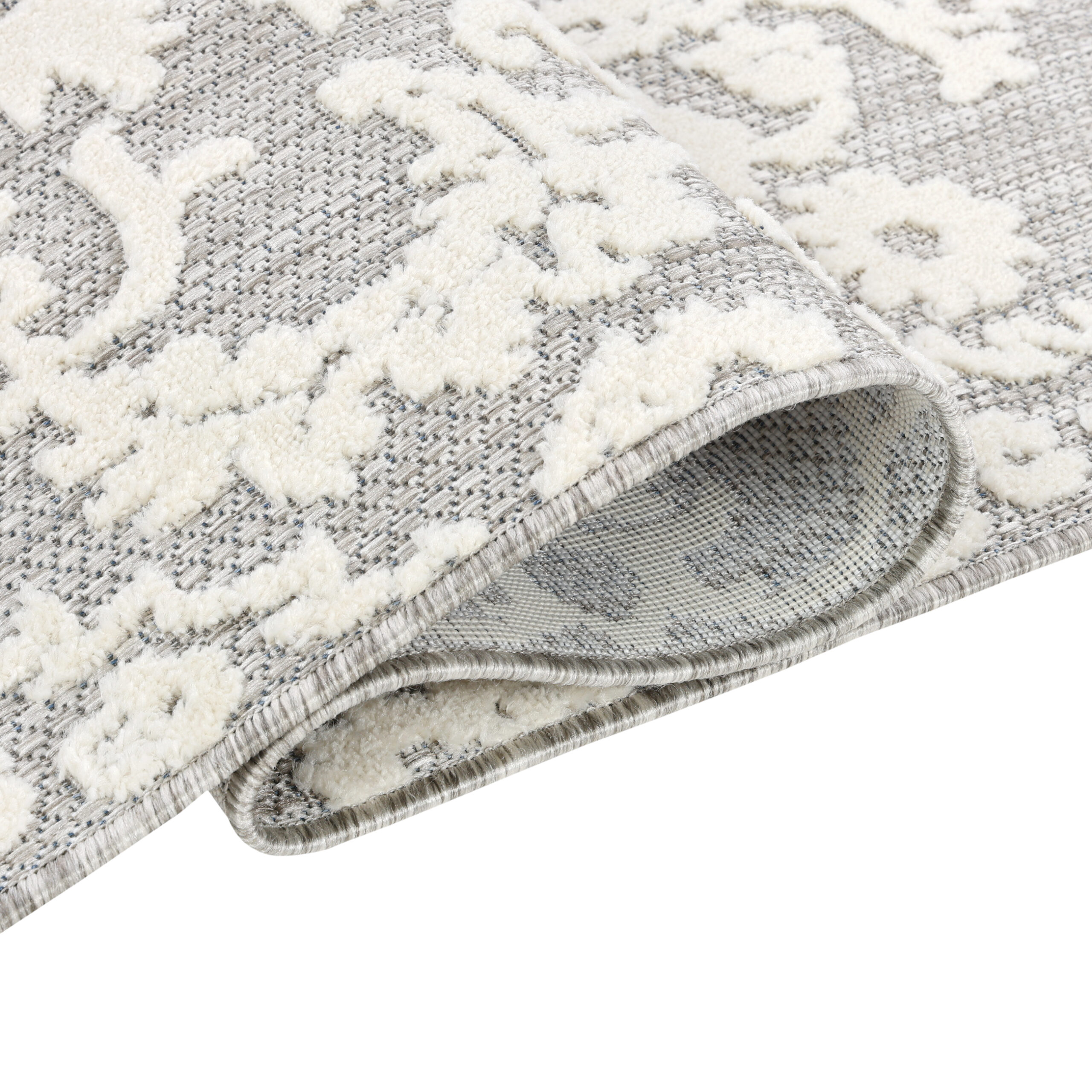 Tappeto Esterno Patio Grigio Crema Ornamenti