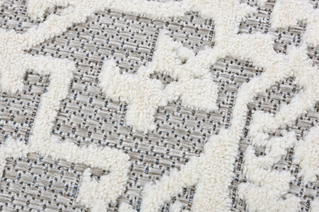 Tappeto Esterno Patio Grigio Crema Ornamenti