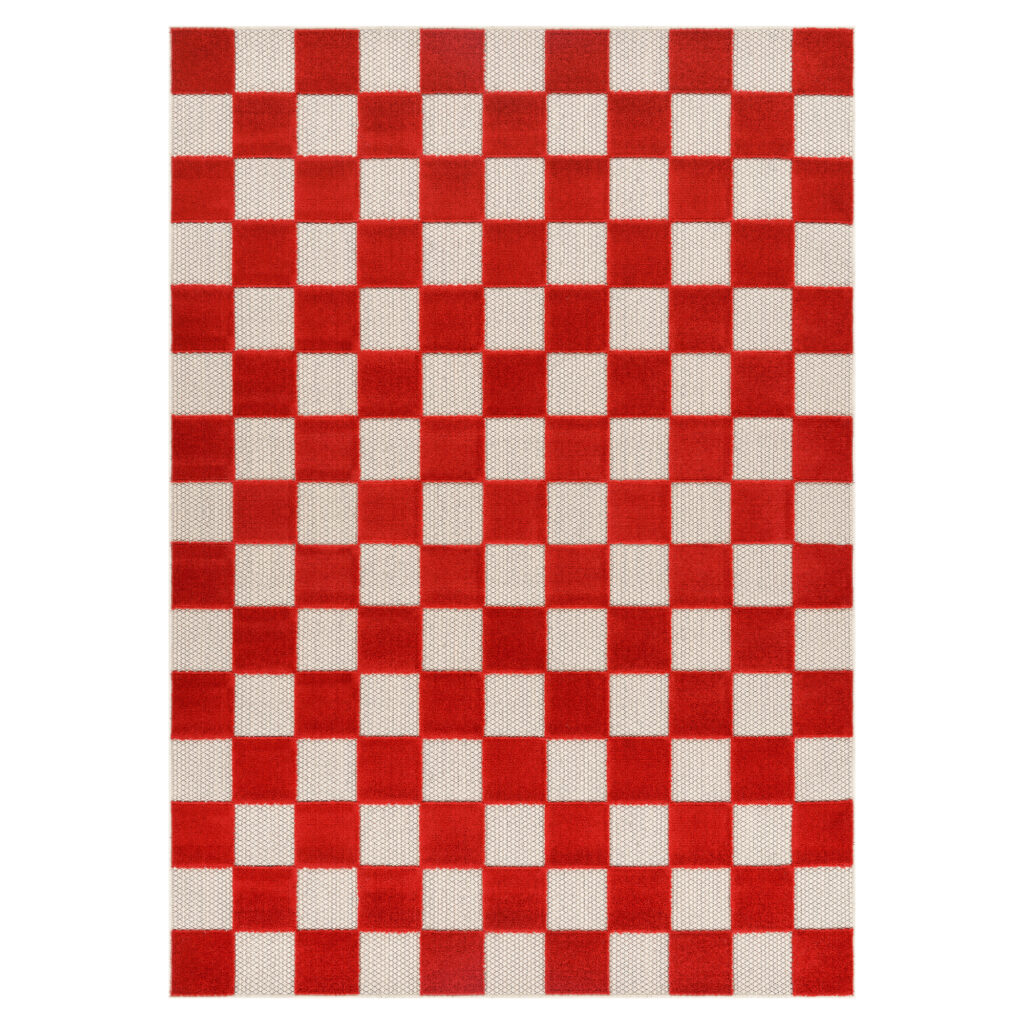 Tappeto Esterno Checker Rosso Crema