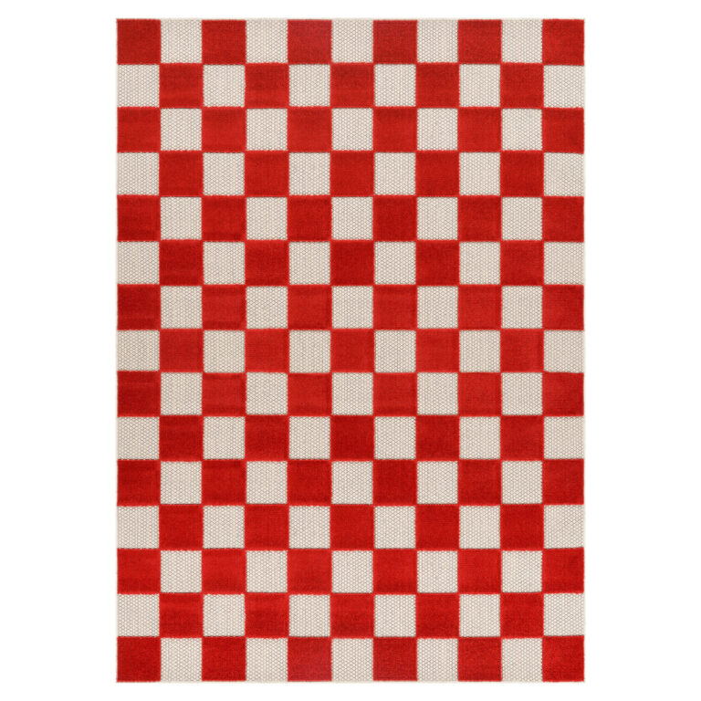 Tappeto Esterno Checker Rosso Crema