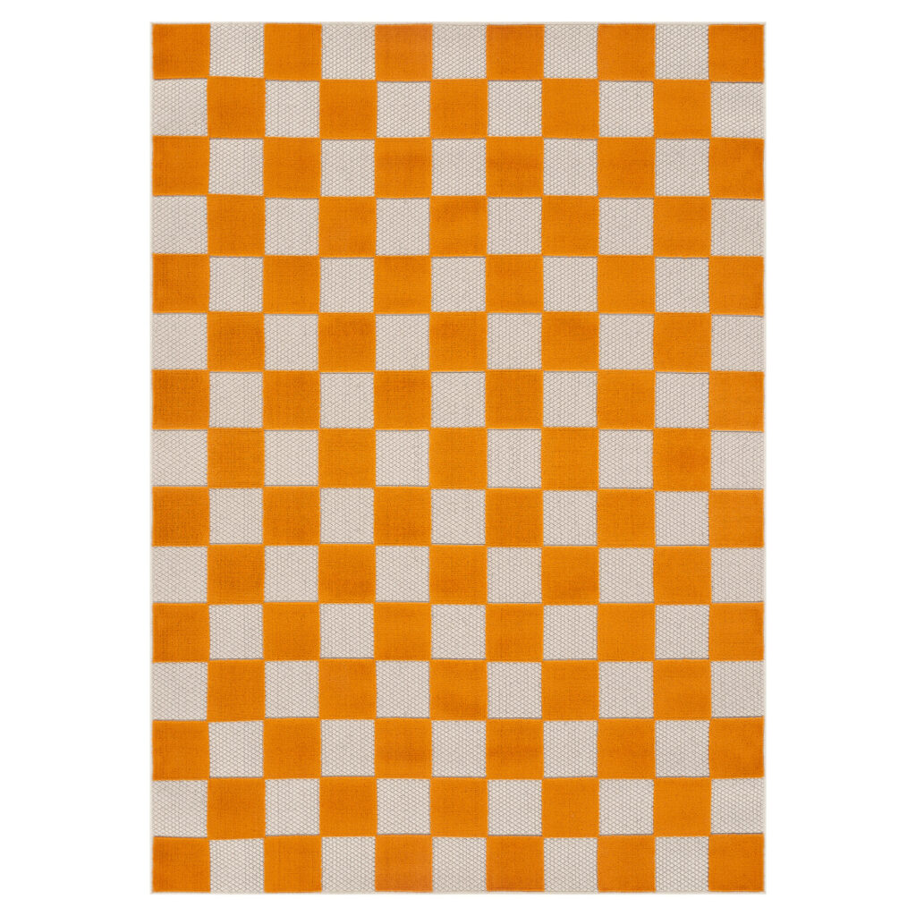 Tappeto Esterno Checker Crema Arancione
