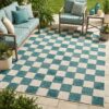 Tappeto Esterno Checker Crema Turchese