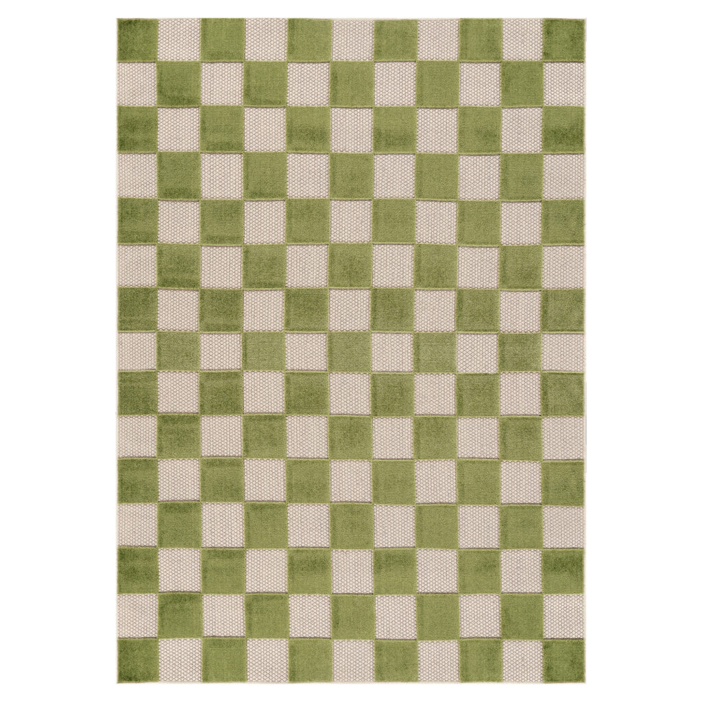 Tappeto Esterno Checker Crema Verde
