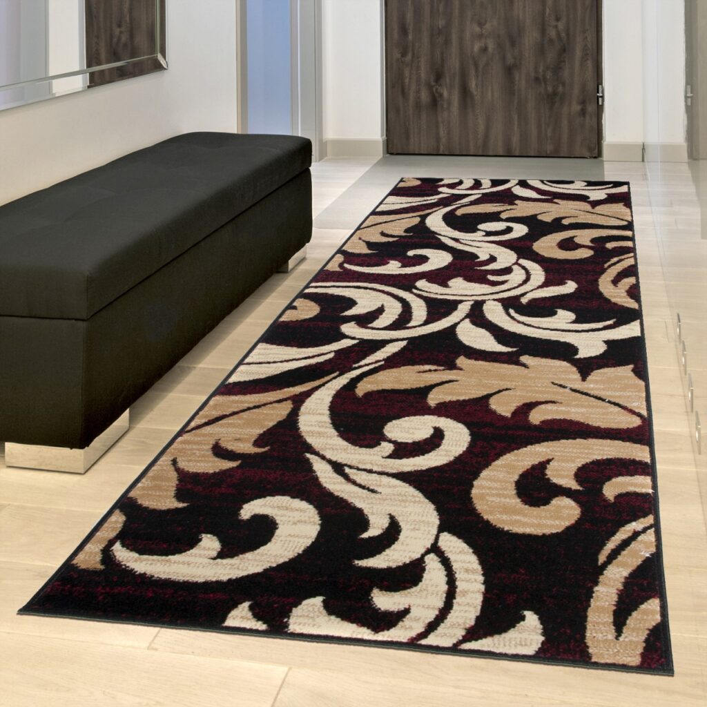 Passatoia Dream Bordeaux Crema Ornamenti Foglie