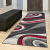 Passatoia Dream Moderno Grigio Scuro Rosso Onde